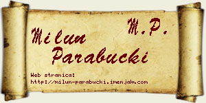 Milun Parabucki vizit kartica
